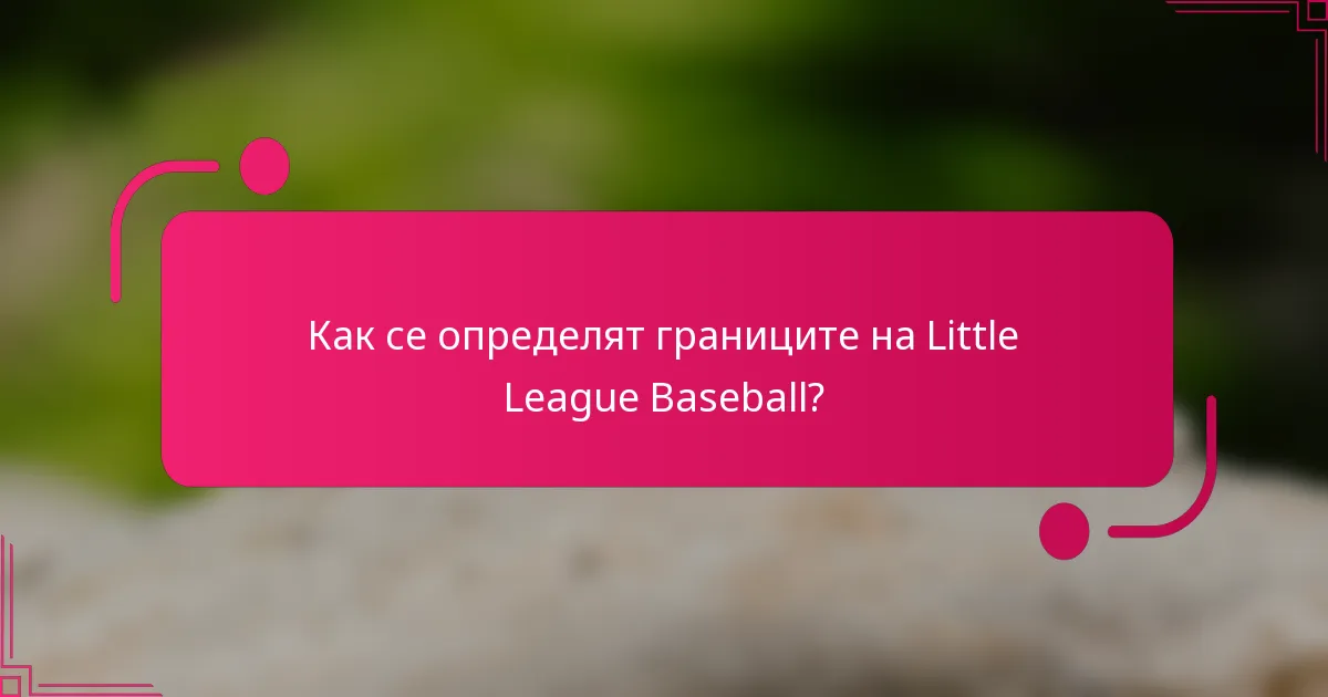 Как се определят границите на Little League Baseball?