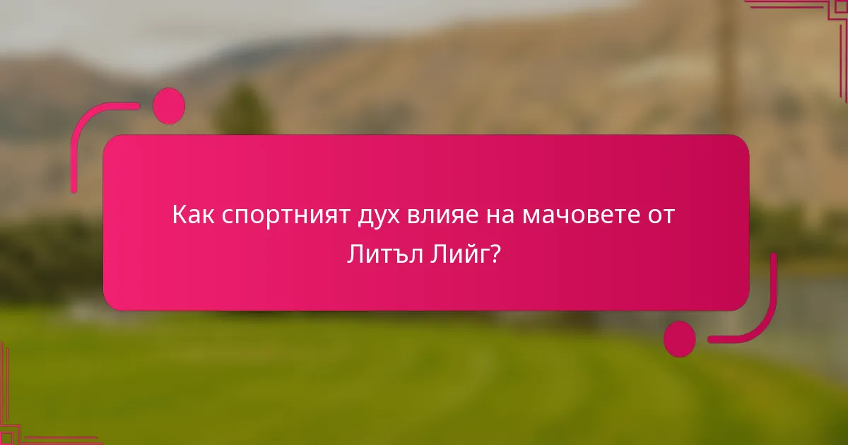 Как спортният дух влияе на мачовете от Литъл Лийг?