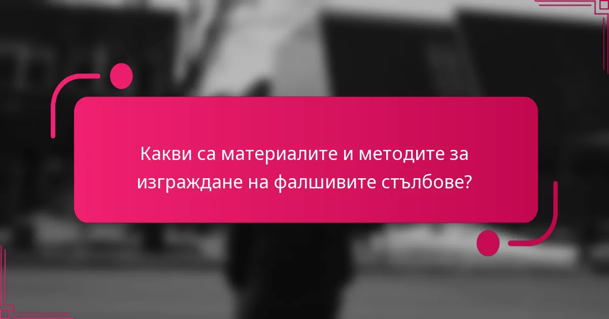 Какви са материалите и методите за изграждане на фалшивите стълбове?