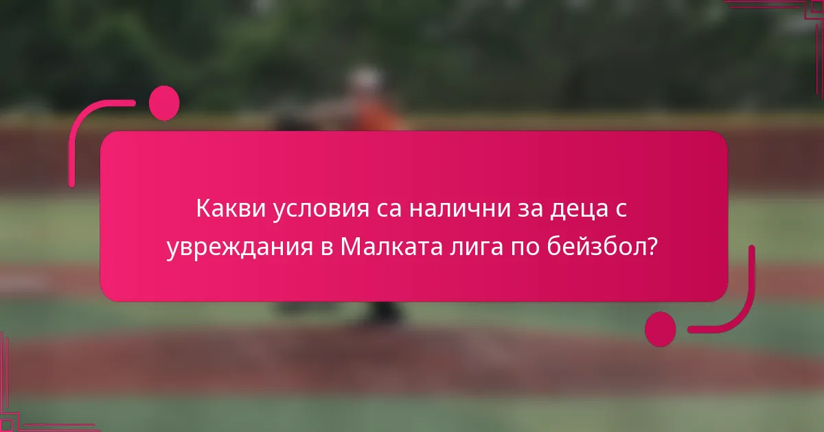 Какви условия са налични за деца с увреждания в Малката лига по бейзбол?