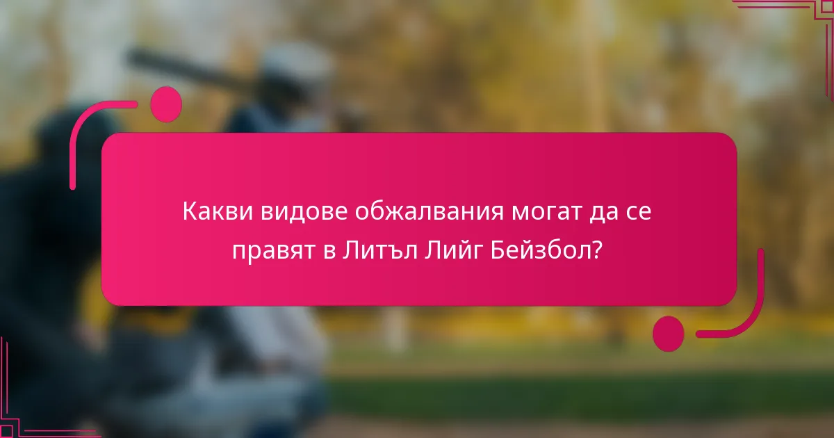 Какви видове обжалвания могат да се правят в Литъл Лийг Бейзбол?